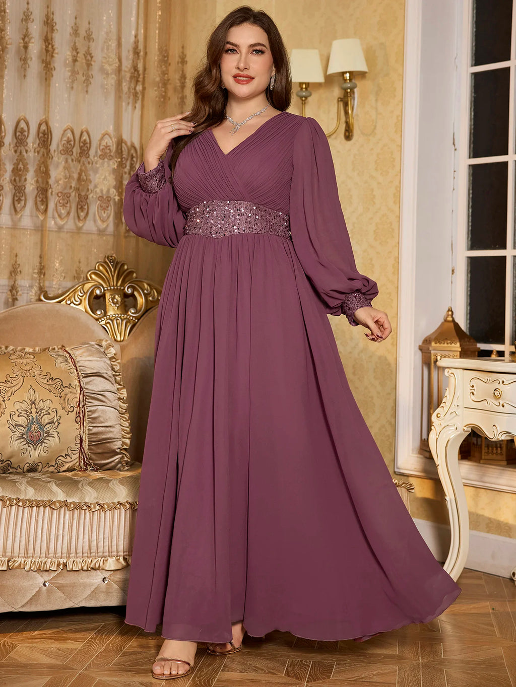 /Lillian Purple Chiffon Gown