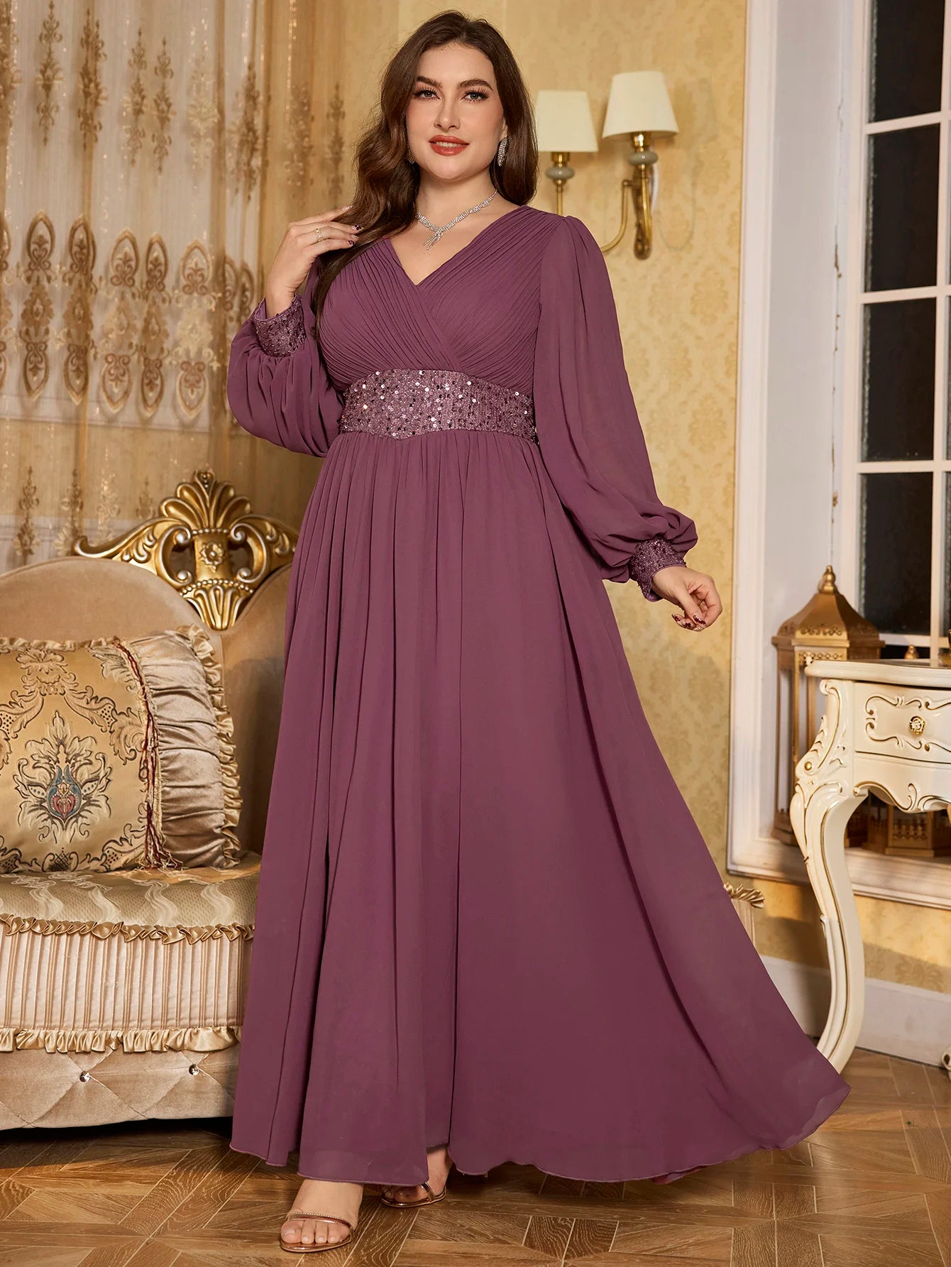 /Lillian Purple Chiffon Gown