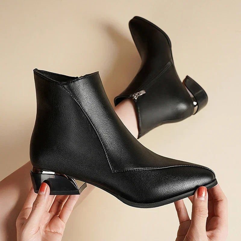 The Ivory Metal-Edge Ankle Boots
