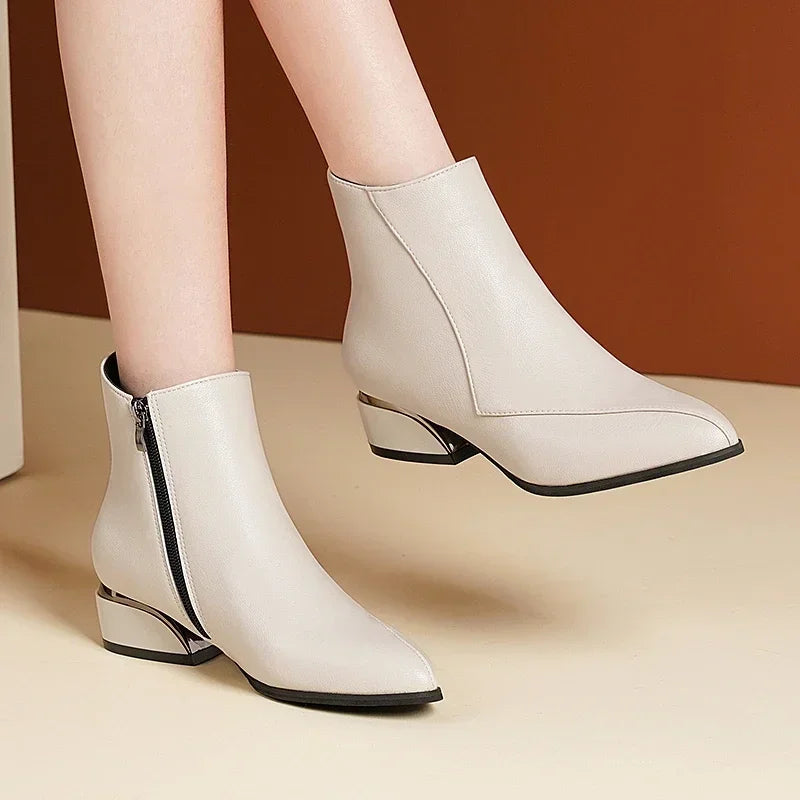 The Ivory Metal-Edge Ankle Boots