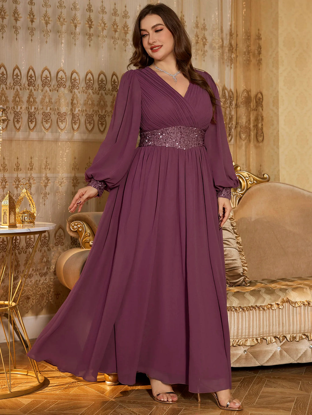 /Lillian Purple Chiffon Gown