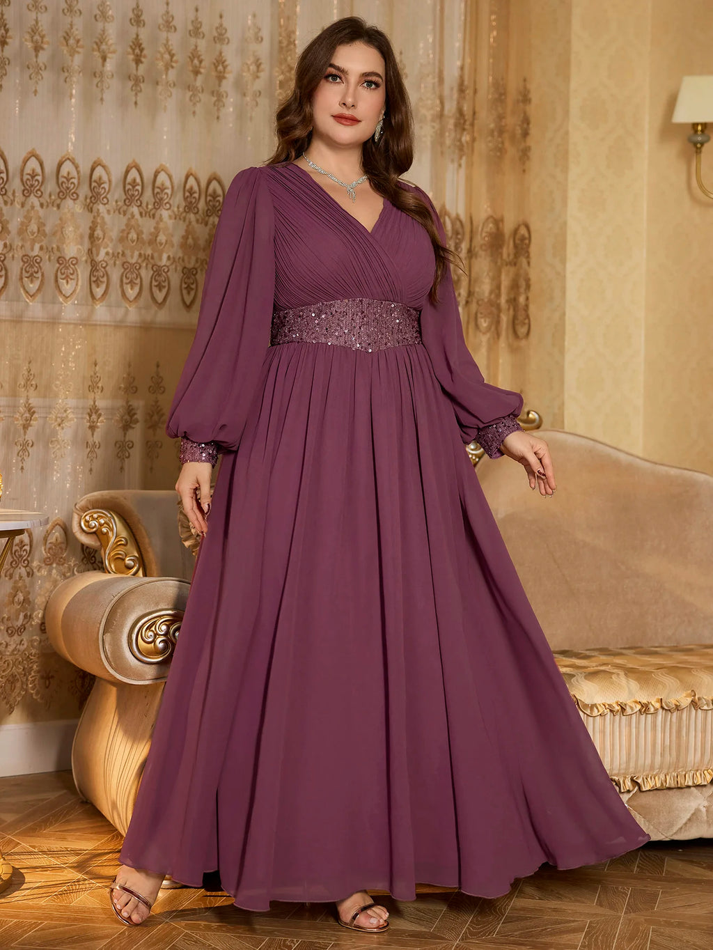 /Lillian Purple Chiffon Gown