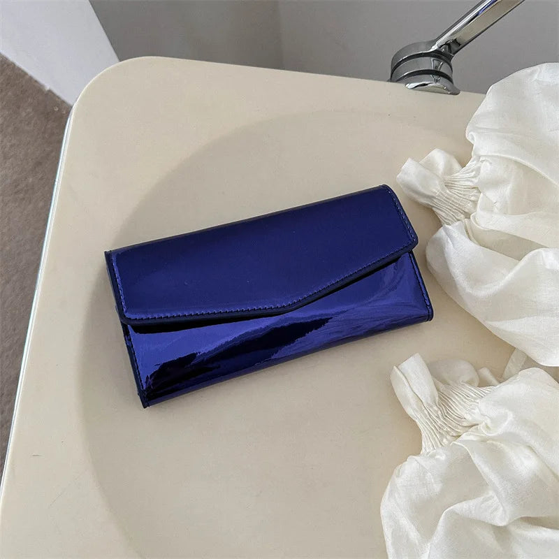 Glossy Mirror Long Wallet