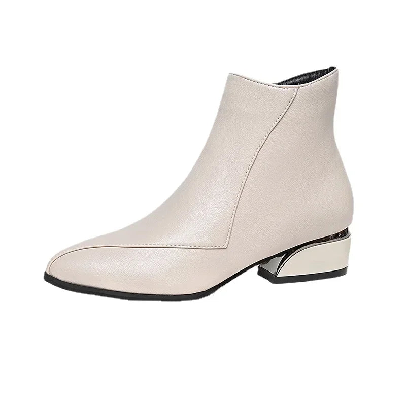 The Ivory Metal-Edge Ankle Boots