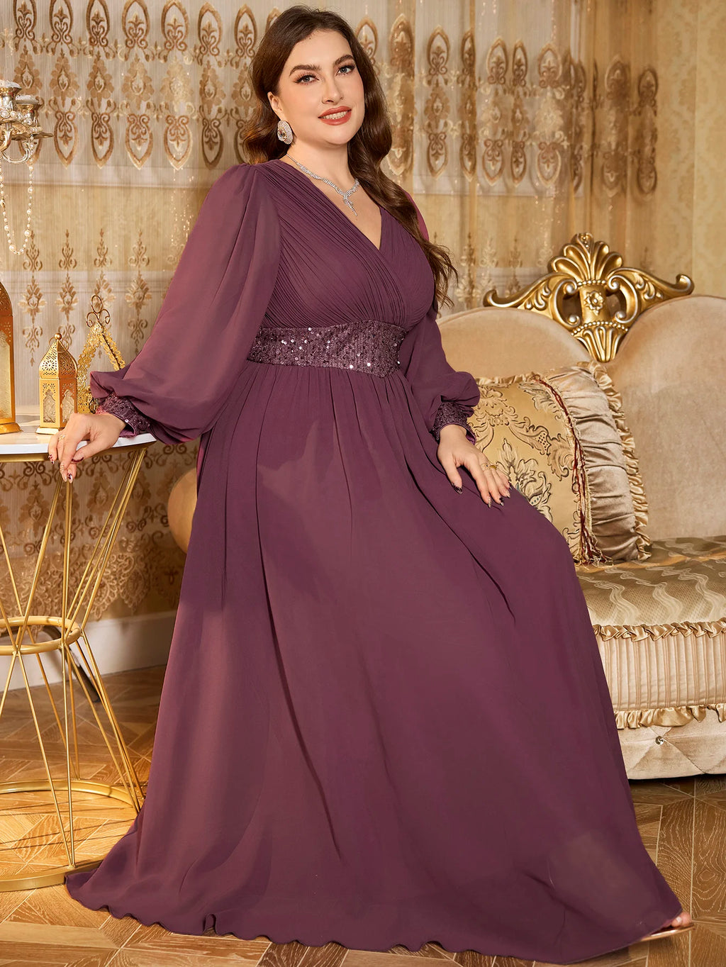 /Lillian Purple Chiffon Gown