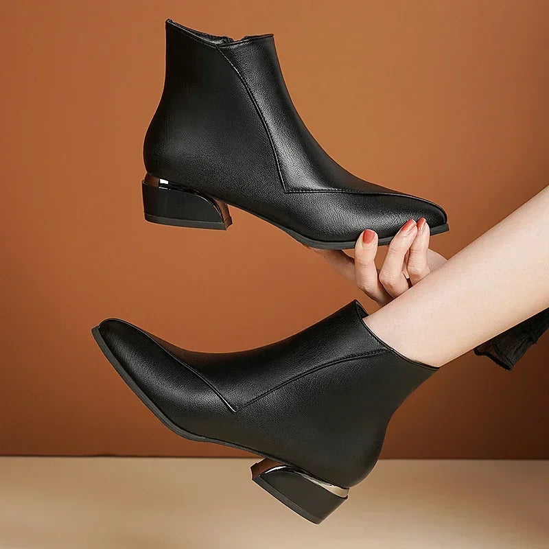 The Ivory Metal-Edge Ankle Boots
